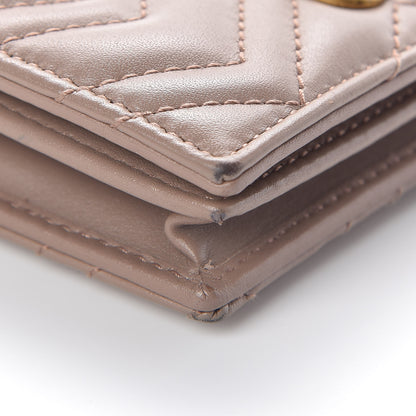 Gucci Calfskin Matelasse GG Marmont Card Case Wallet Porcelain Rose 8 of 9