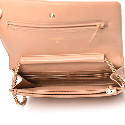 Chanel Letter Calfskin Embossed Quilted Wallet On Chain WOC Beige 8 of 15