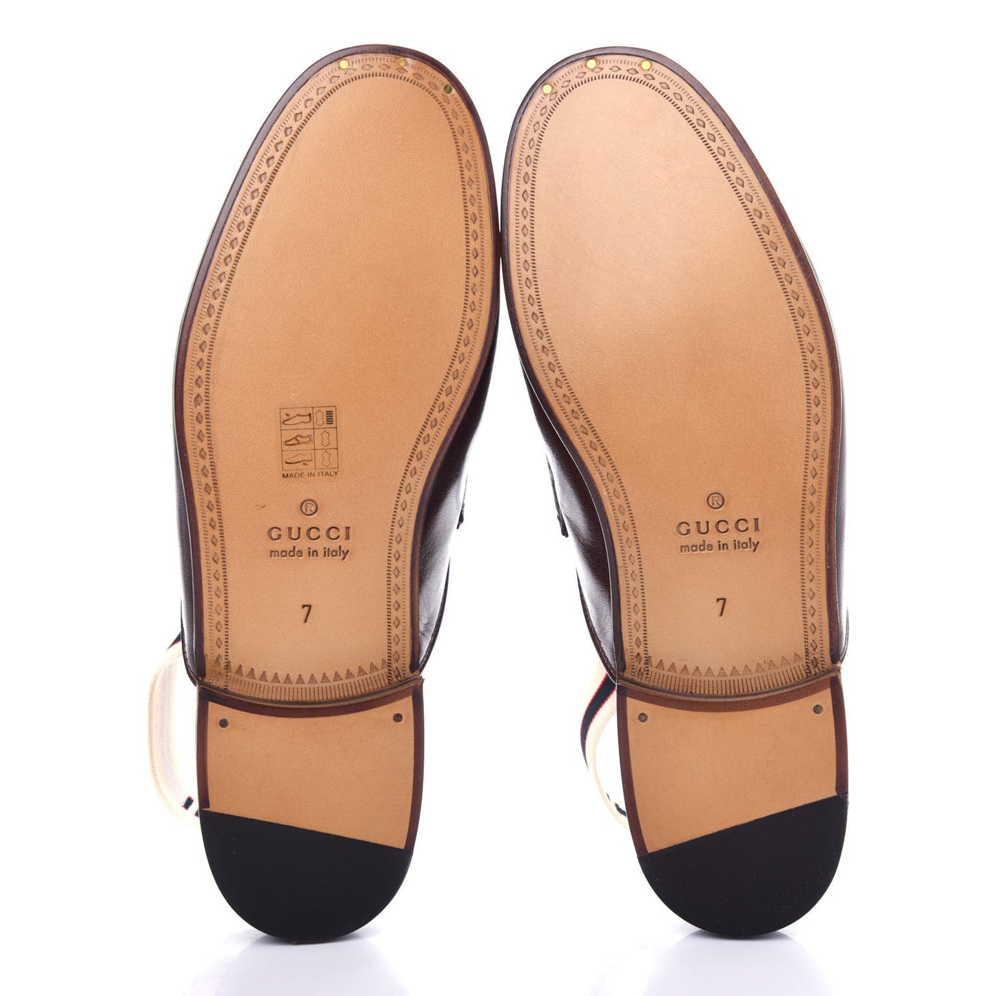 Goatskin Stripe Mens Horsebit Slingback Slippers 7 Brown