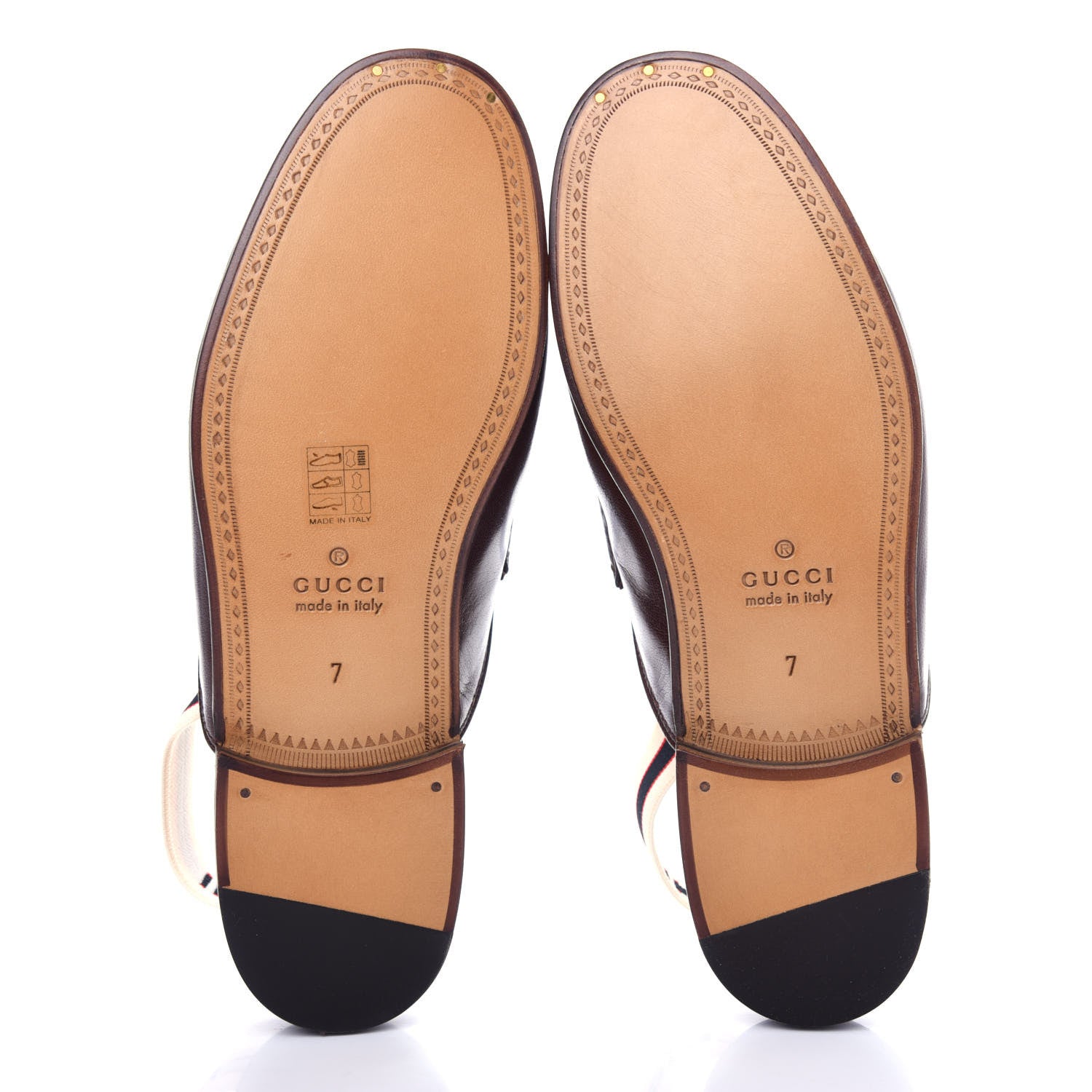 Gucci Goatskin Stripe Mens Horsebit Slingback Slippers 7 Brown 6 of 11