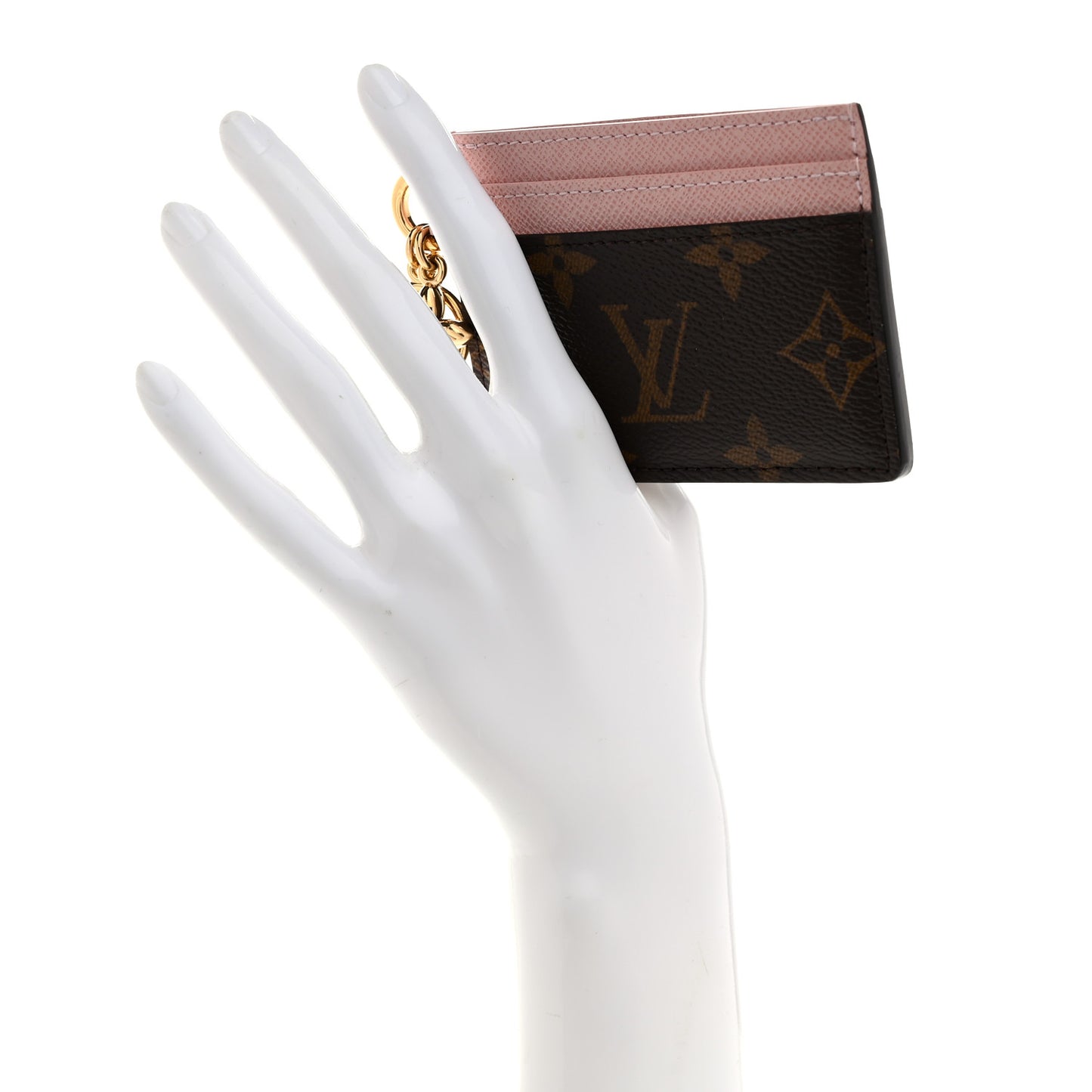 Monogram LV Charms Card Holder Rose Ballerine