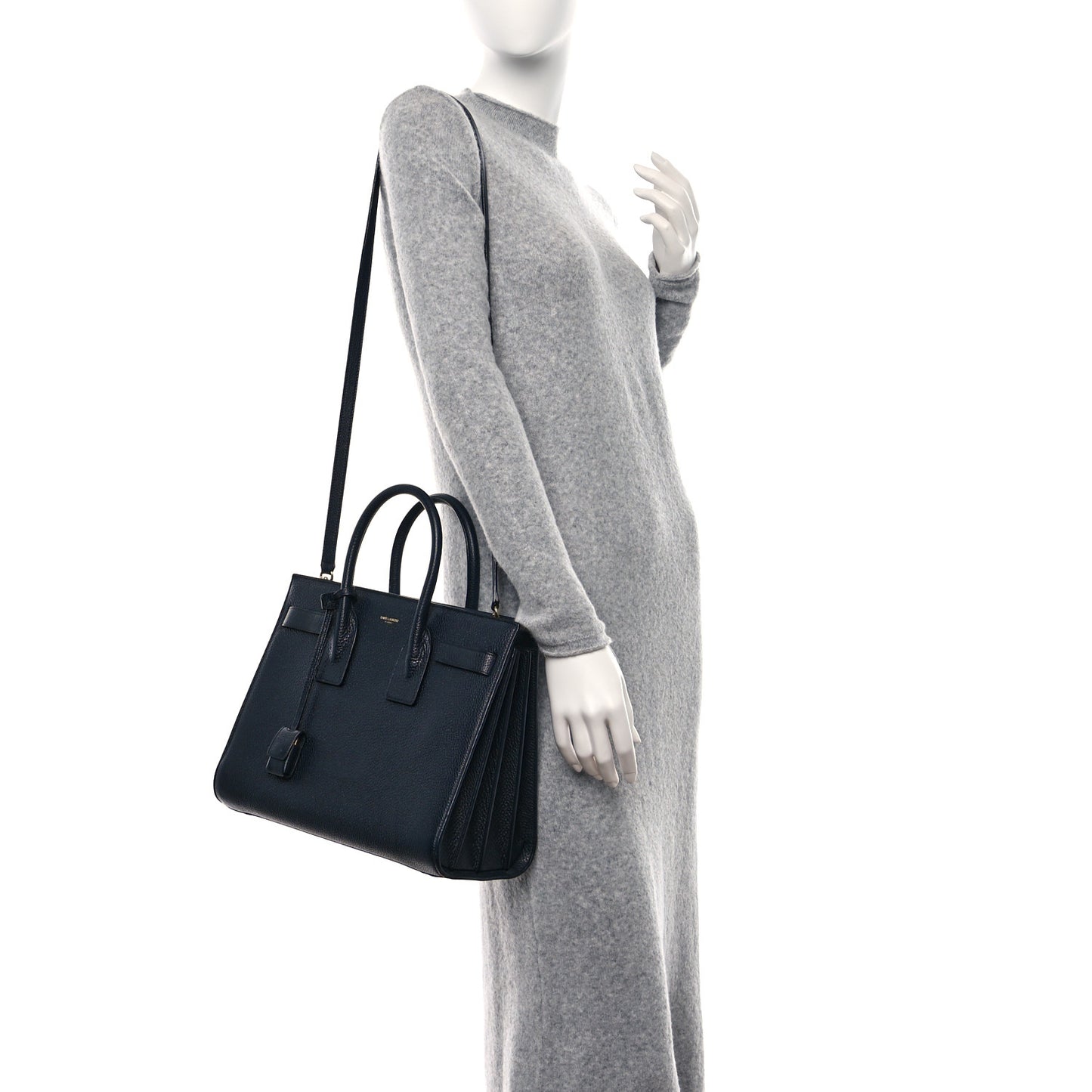 Grained Calfskin Small Sac De Jour Navy