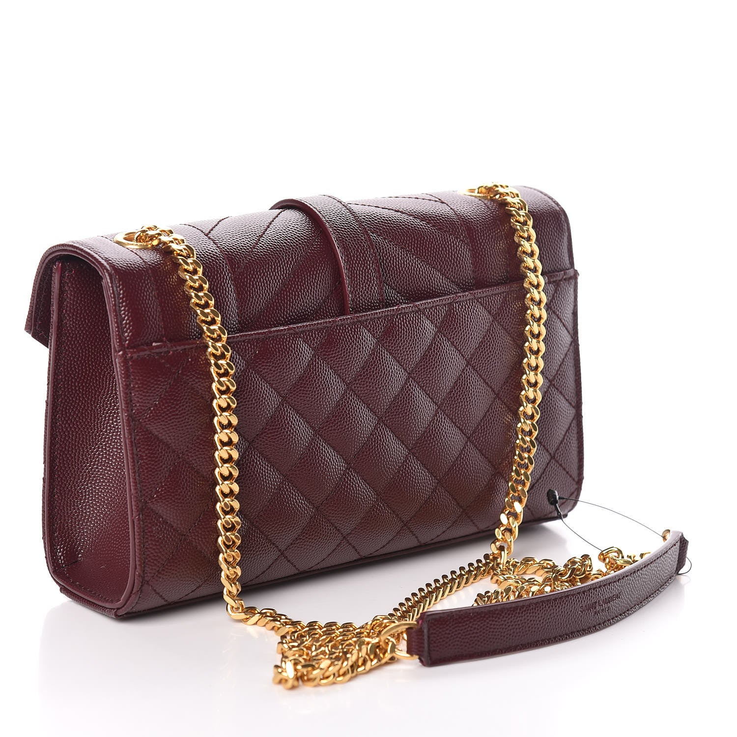 Saint Laurent Grain De Poudre Textured Mixed Matelasse Triquilt Small Monogram Satchel Burgundy 3 of 8