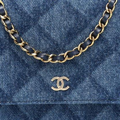 Chanel Denim Printed Wallet On Chain WOC Dark Blue 8 of 11