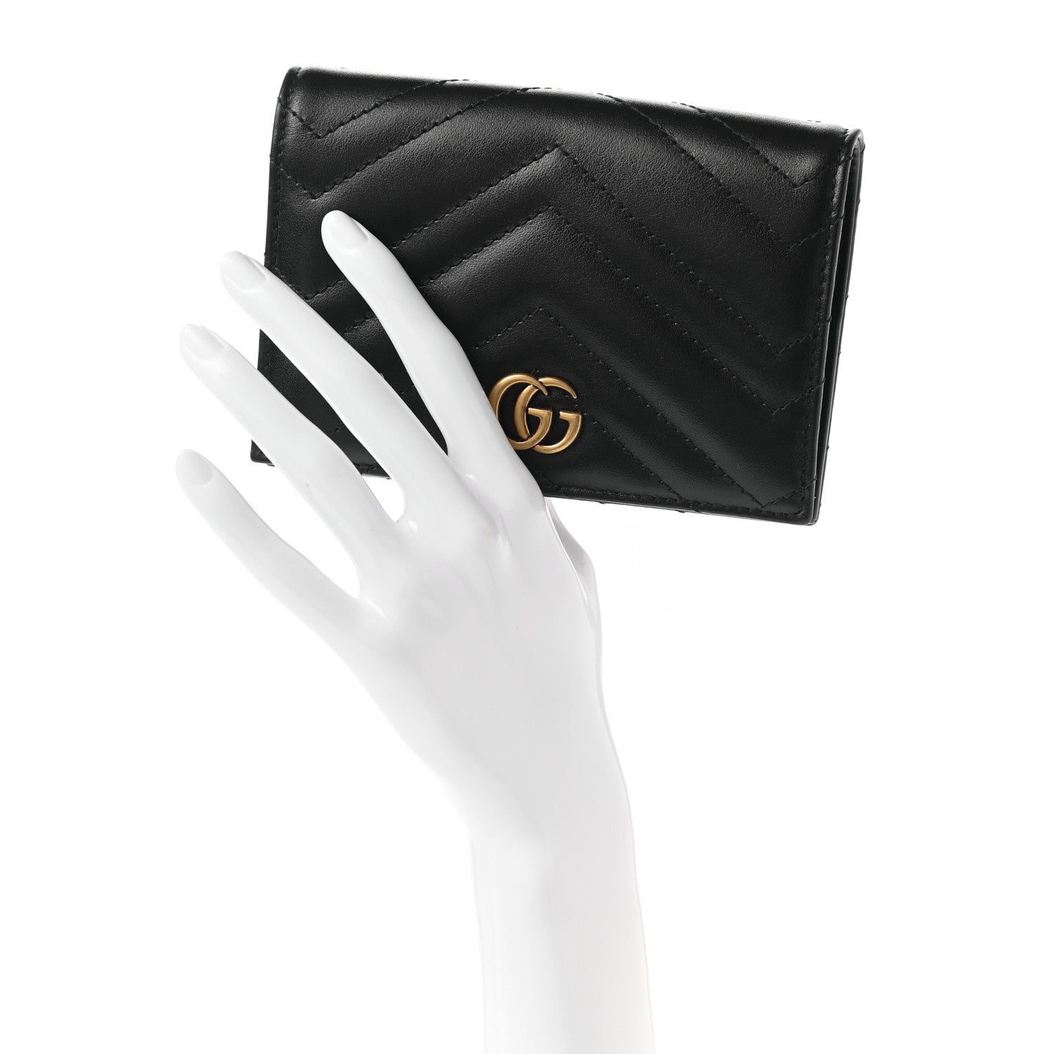 Gucci Calfskin Matelasse GG Marmont Passport Case Black 2 of 7