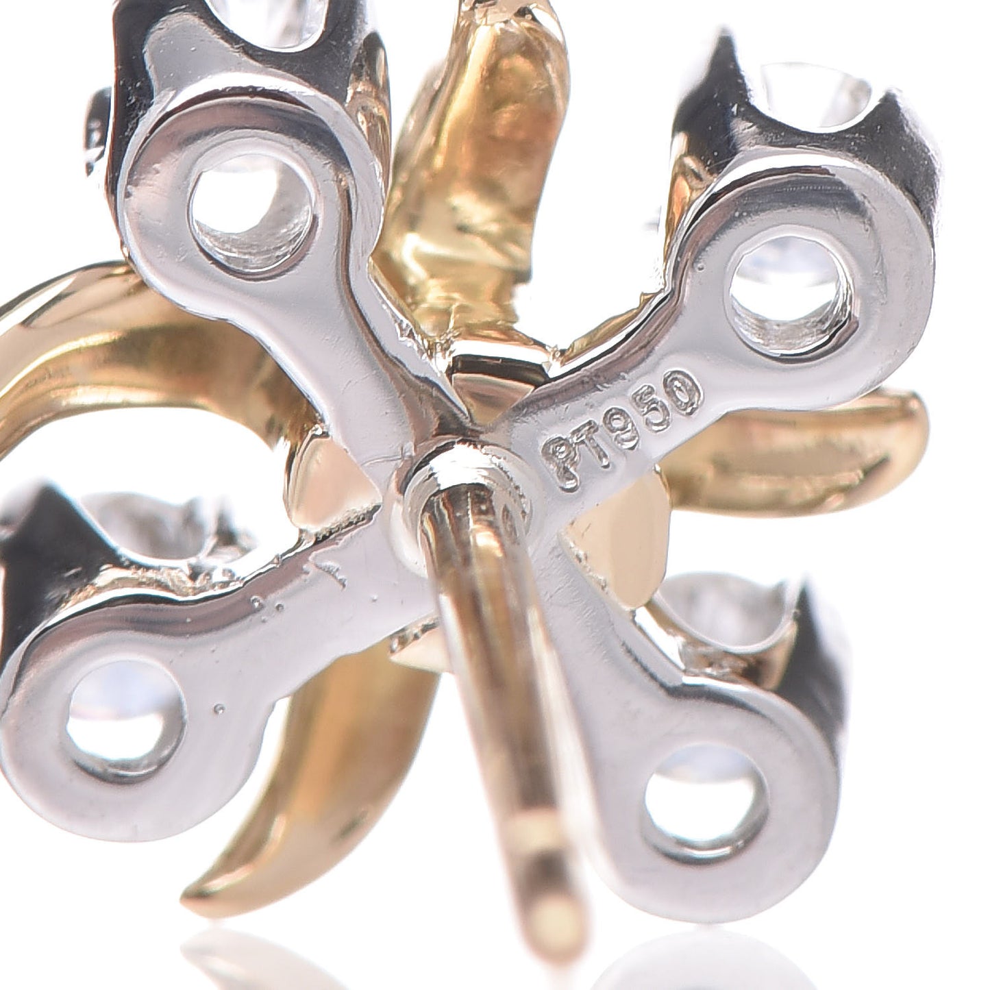 Platinum 18K Yellow Gold Diamond Schlumberger Lynn Earrings