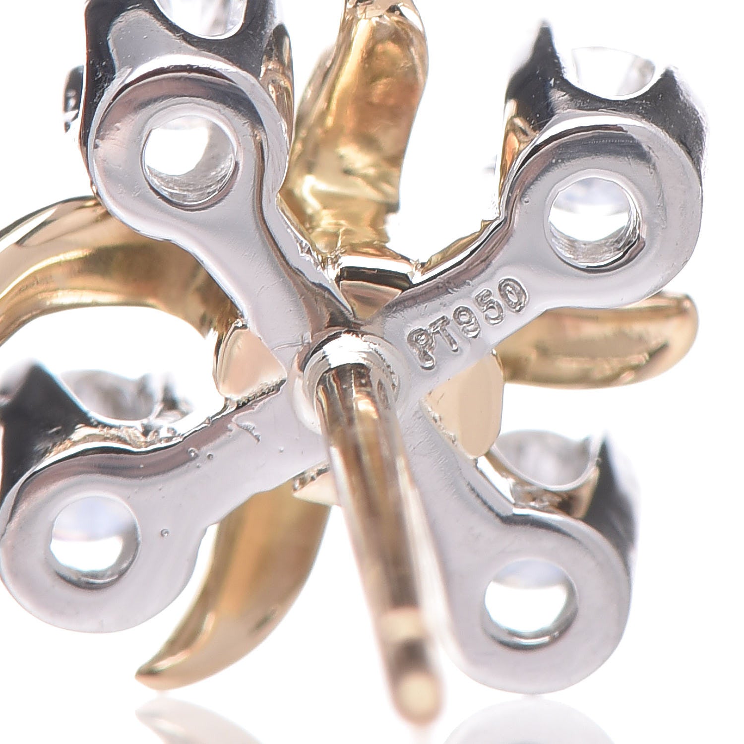Tiffany Platinum 18K Yellow Gold Diamond Schlumberger Lynn Earrings 4 of 4
