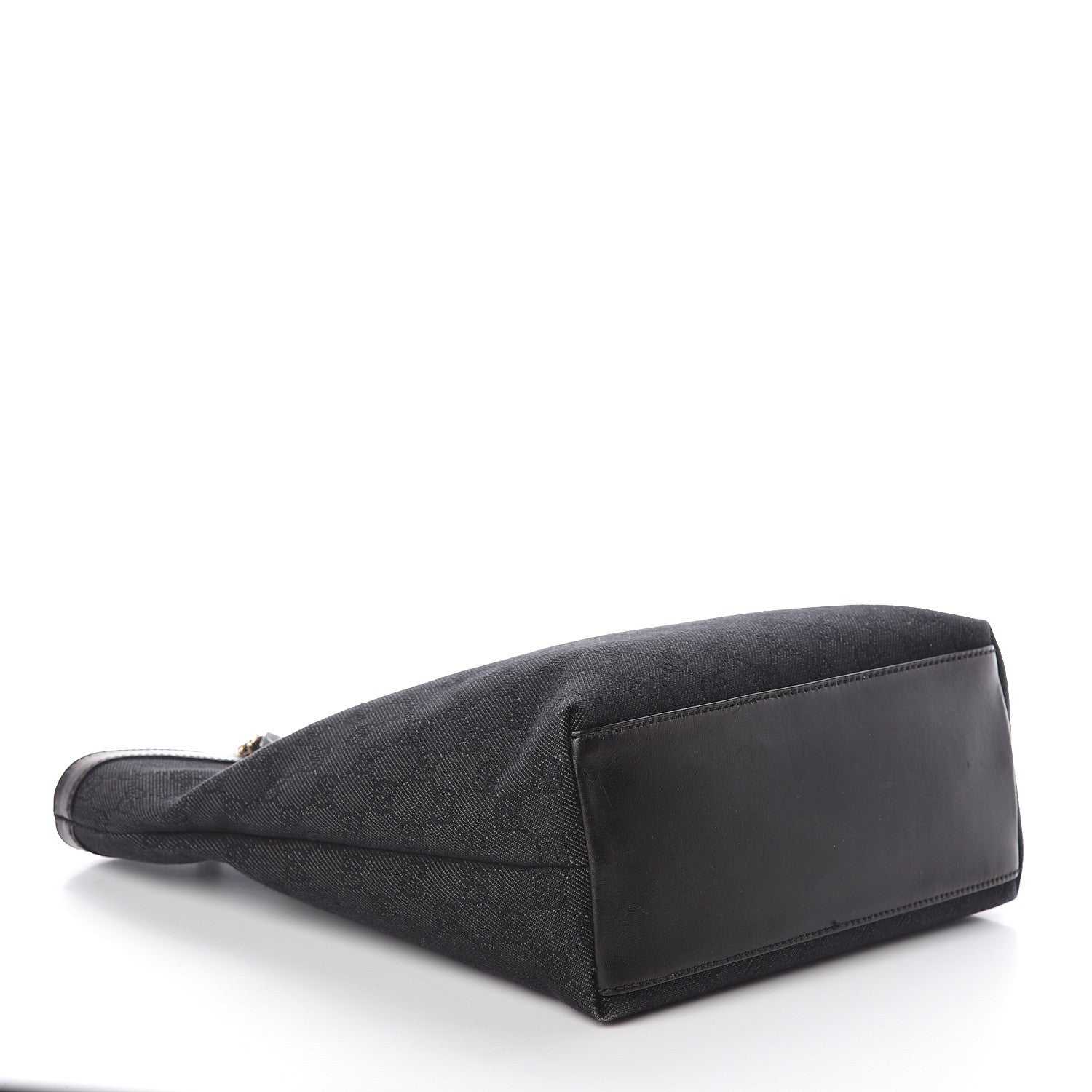 Gucci Denim Monogram Chain Bucket Tote Black 4 of 10