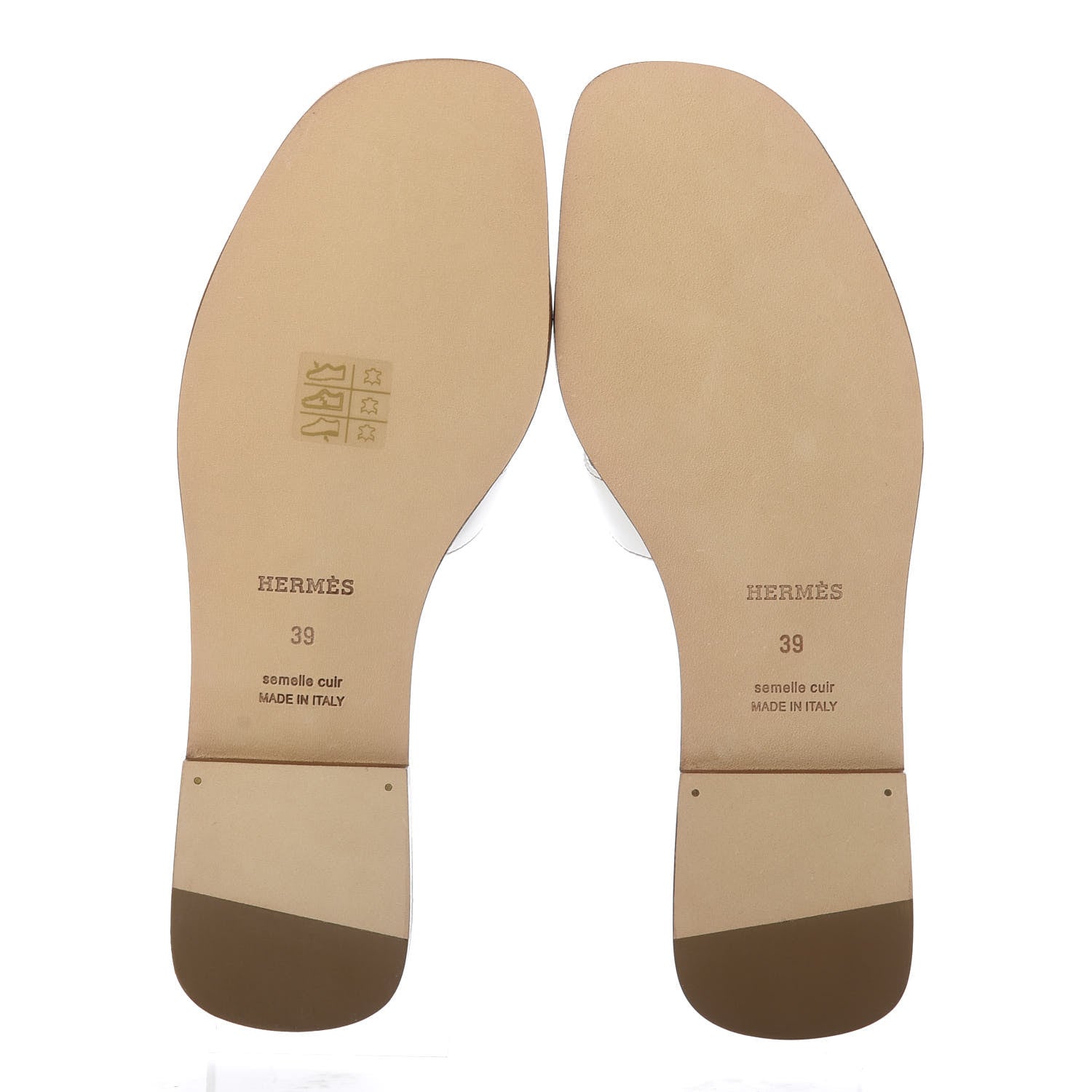 Hermes Box Calfskin Oran Sandals 39 White 6 of 10