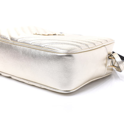 Saint Laurent Metallic Calfskin Matelasse Monogram Lou Camera Bag Platino 6 of 8