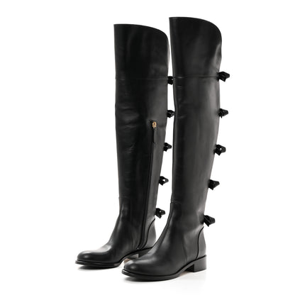 Valentino Garavani Calfskin Multi Bow Over the Knee Boots 35.5 Black 3 of 8