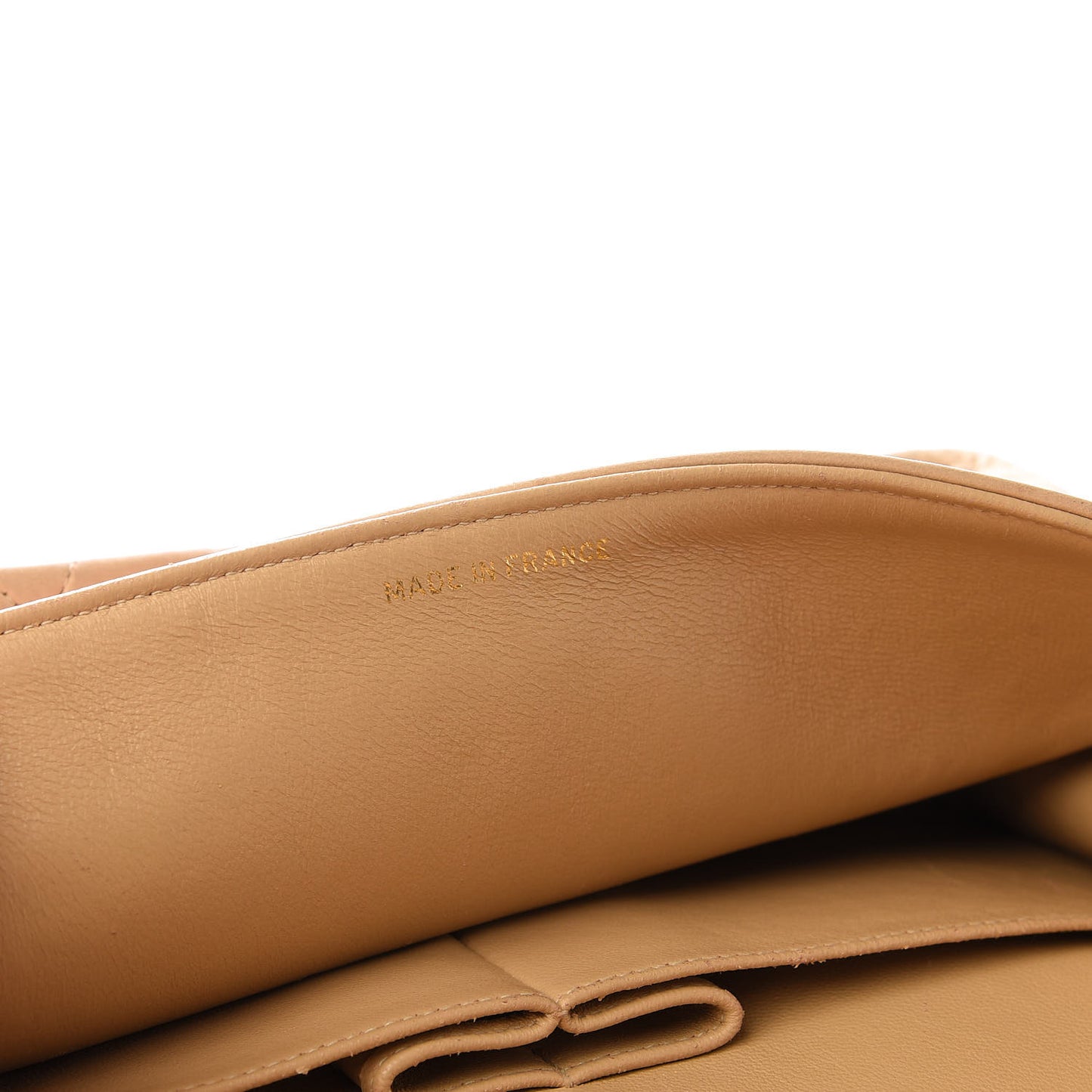 Lambskin Quilted Medium Double Flap Beige