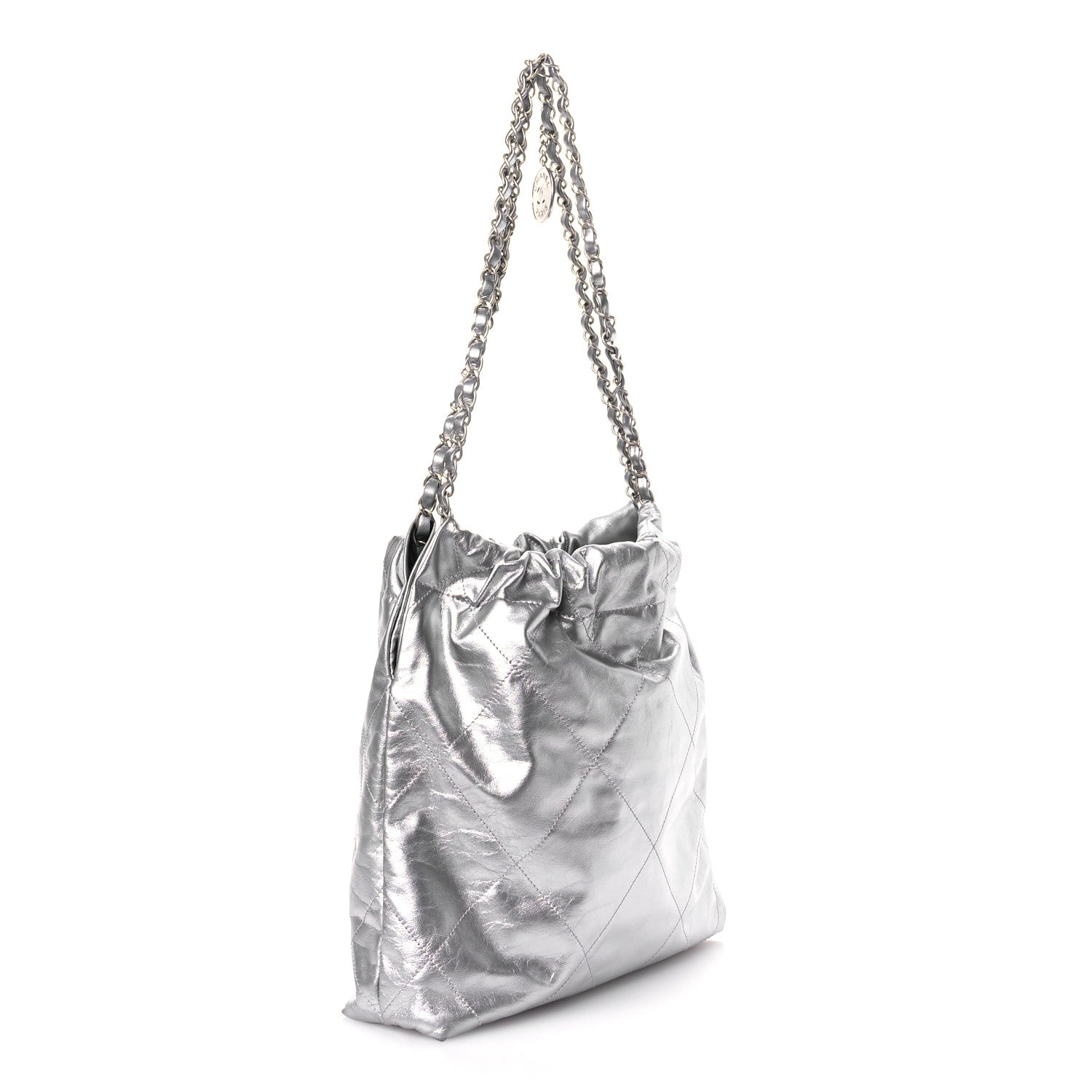 Chanel Metallic Calfskin Quilted Small Chanel 22 Silver 4 of 13