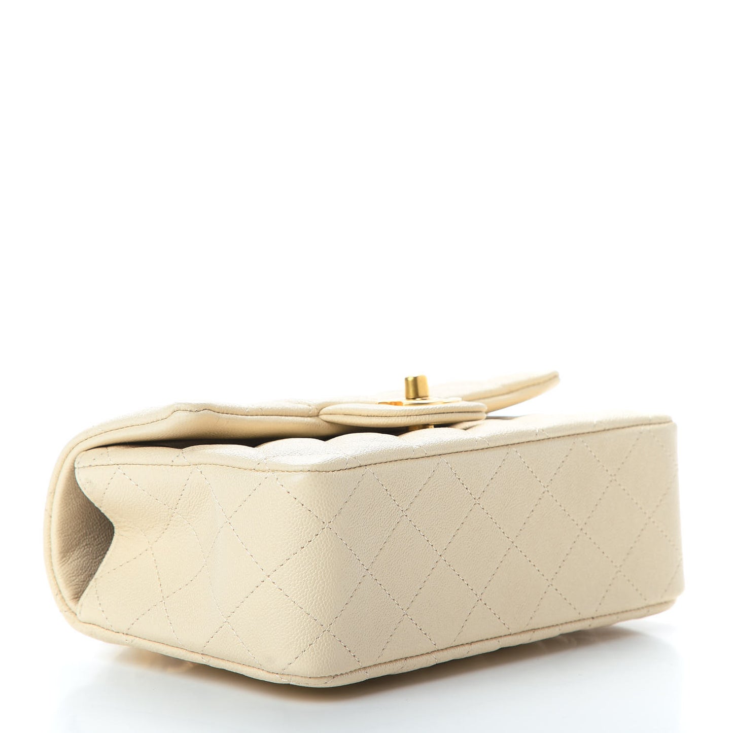 Caviar Quilted Mini Top Handle Rectangular Flap Beige