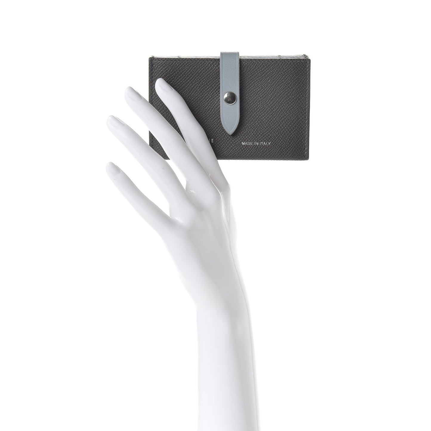 Grained Shiny Calfskin Accordion Card Holder Grey