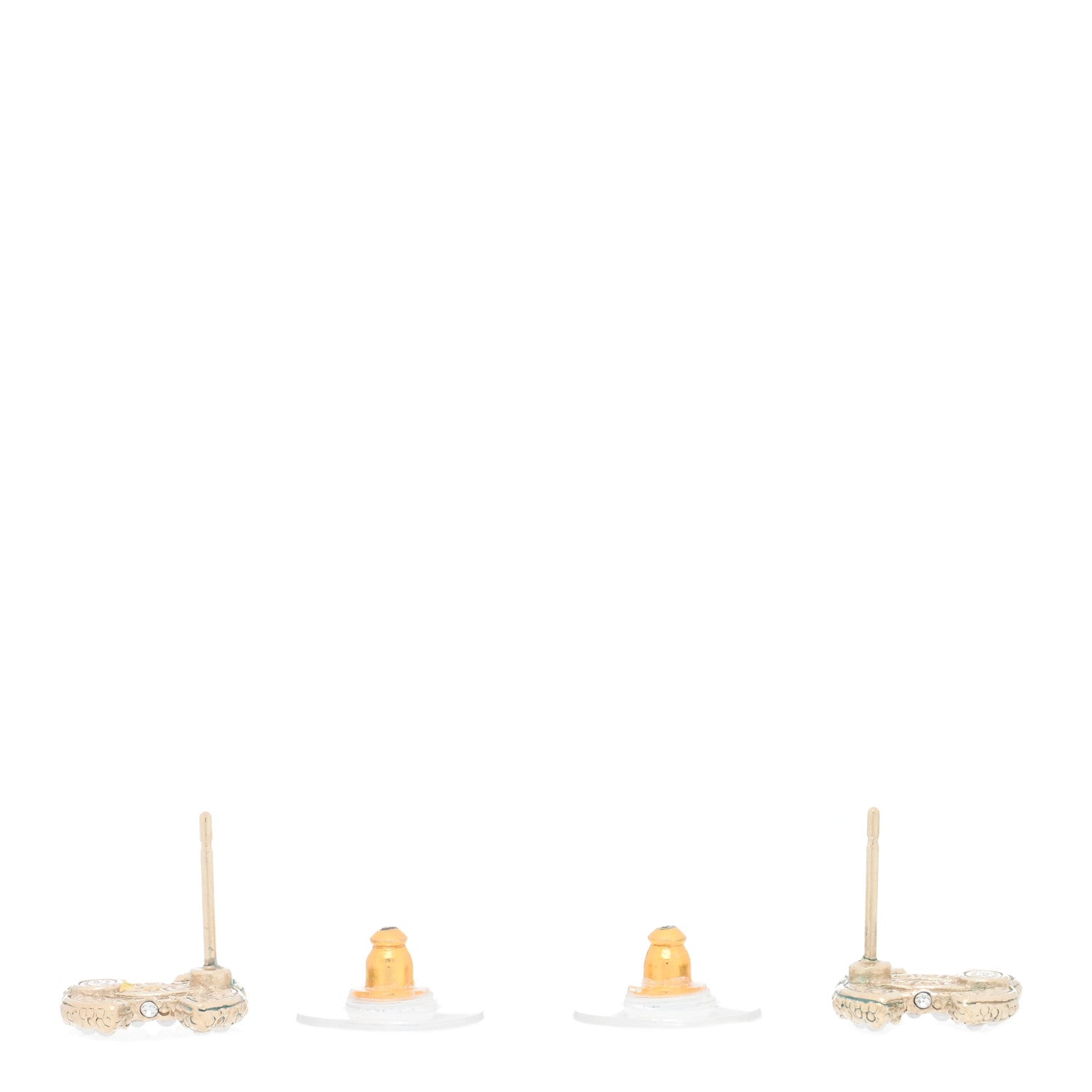 Chanel Metal Graduated Pearl Crystal CC Earrings Light Gold 3 of 4