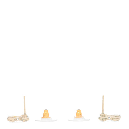 Chanel Metal Graduated Pearl Crystal CC Earrings Light Gold 3 of 4