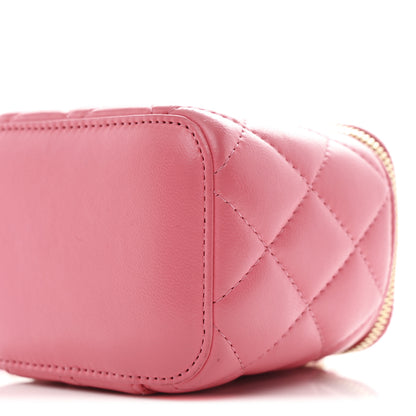 Chanel Lambskin Quilted Pearl Crush Mini Vanity Case With Chain Dark Pink 10 of 11