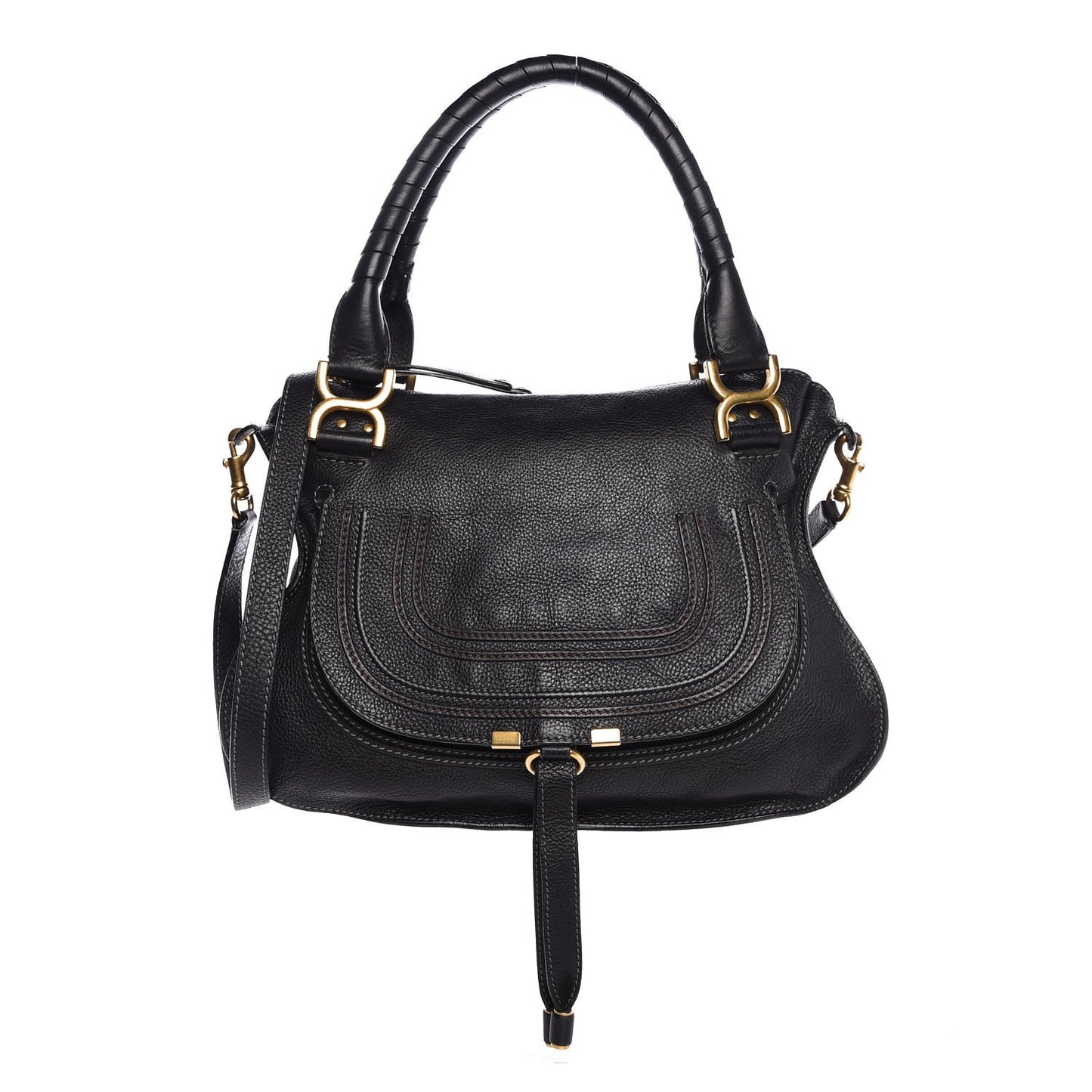 Calfskin Medium Marcie Satchel Black