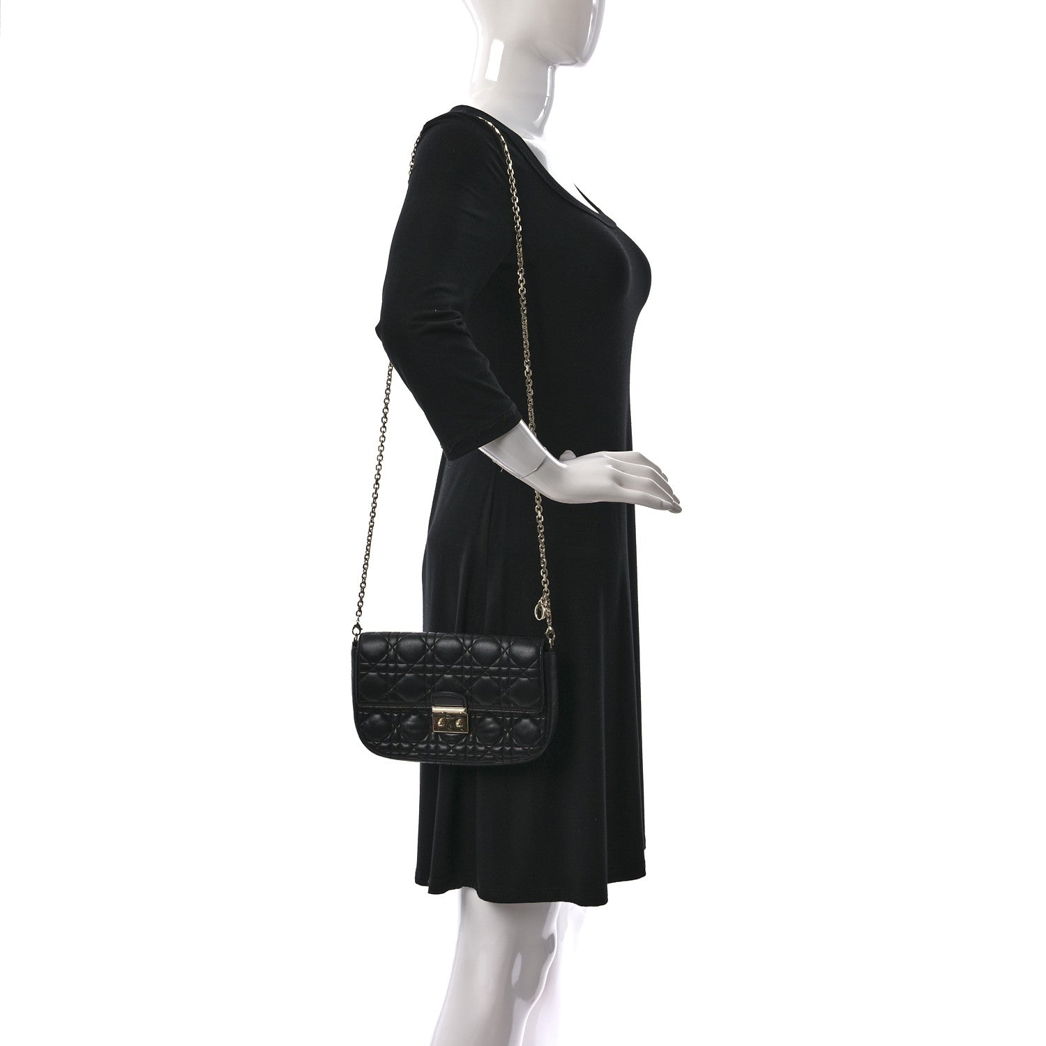 Christian Dior Lambskin Cannage Miss Dior Promenade Pouch Black 2 of 9