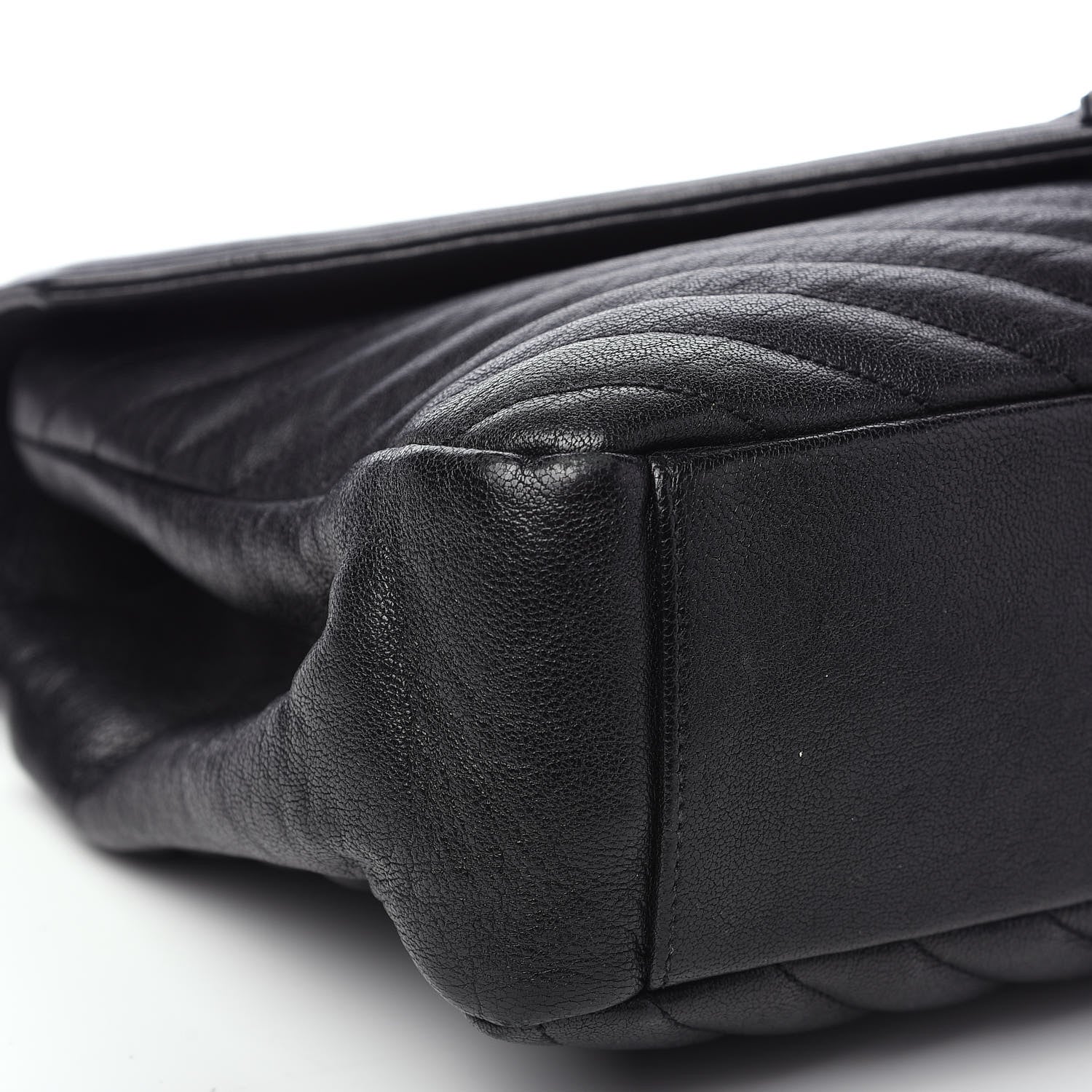 Saint Laurent Sheepskin Matelasse Chevron Monogram Monochrome Large College Satchel Black 8 of 12
