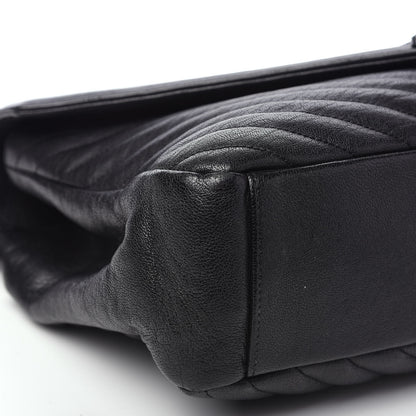 Saint Laurent Sheepskin Matelasse Chevron Monogram Monochrome Large College Satchel Black 8 of 12