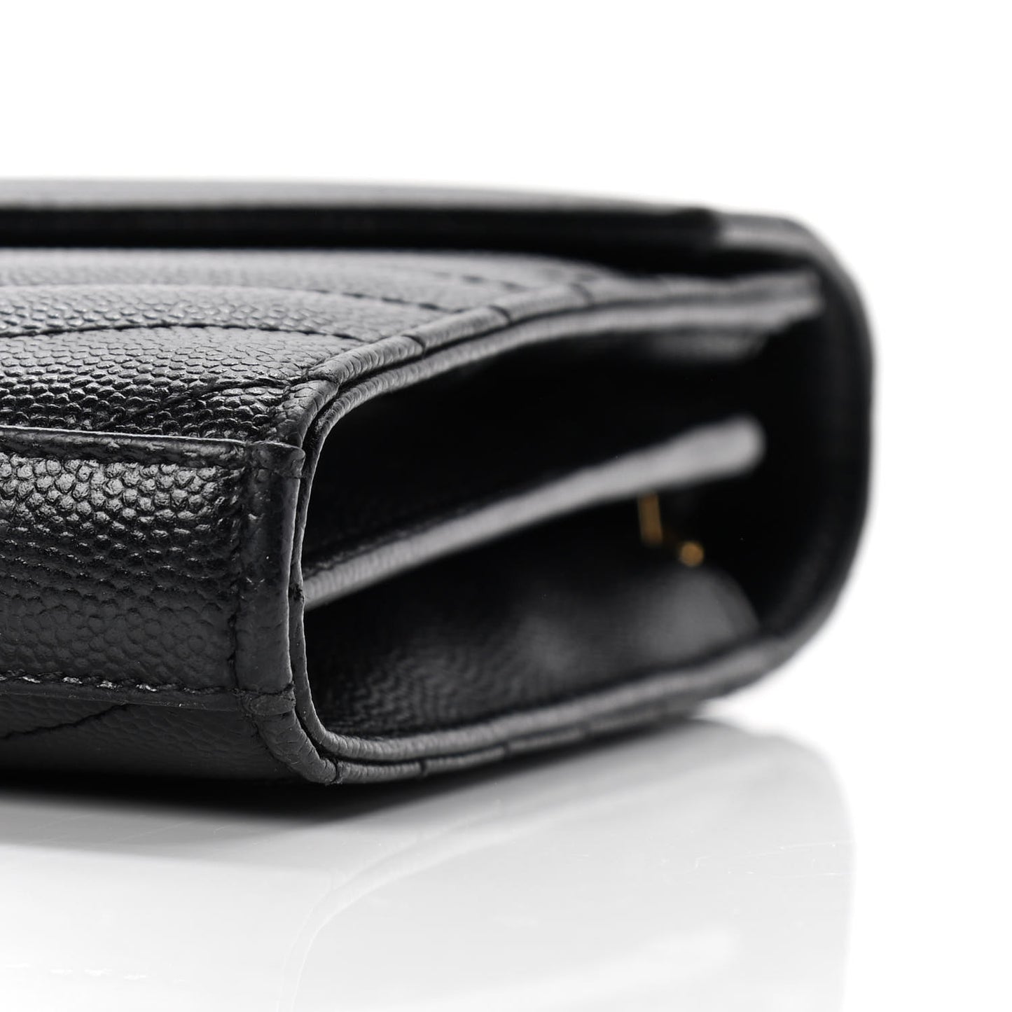 Grain De Poudre Matelasse Chevron Monogram Chain Wallet Black