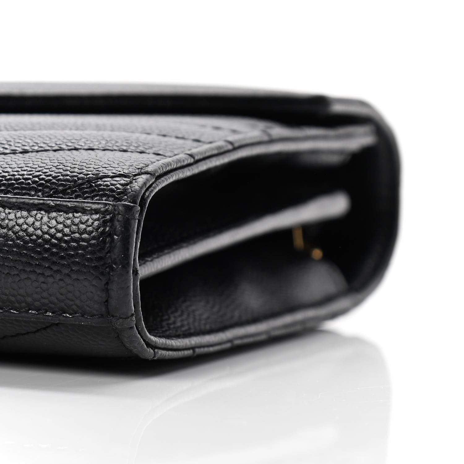 Saint Laurent Grain De Poudre Matelasse Chevron Monogram Chain Wallet Black 6 of 9