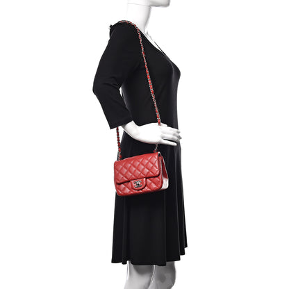 Chanel Caviar Quilted Mini Square Flap Red 2 of 9