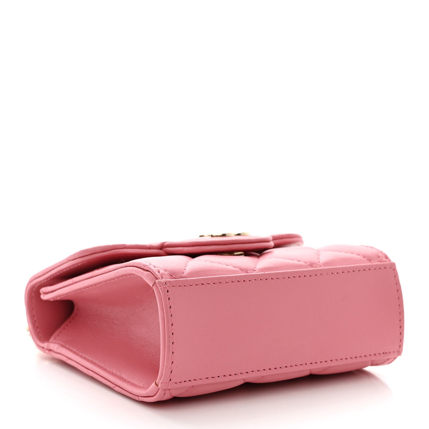 Chanel Lambskin Quilted Top Handle Clutch With Chain Pink 4 of 11