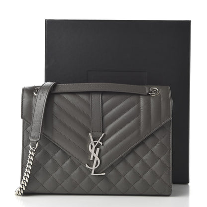Saint Laurent Grain De Poudre Textured Mixed Matelasse Medium Triquilt Monogram Satchel Earth 10 of 10