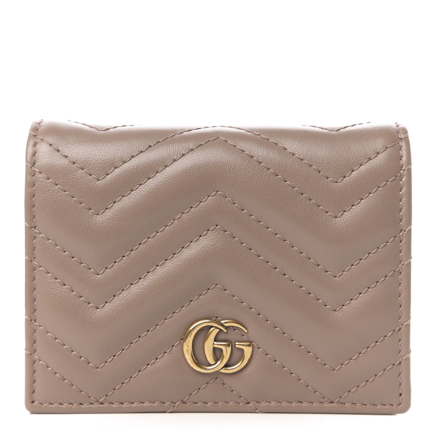 Calfskin Matelasse GG Marmont Card Case Wallet Porcelain Rose