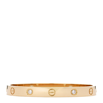Cartier 18K Yellow Gold 4 Diamond LOVE Bracelet 16 2 of 9