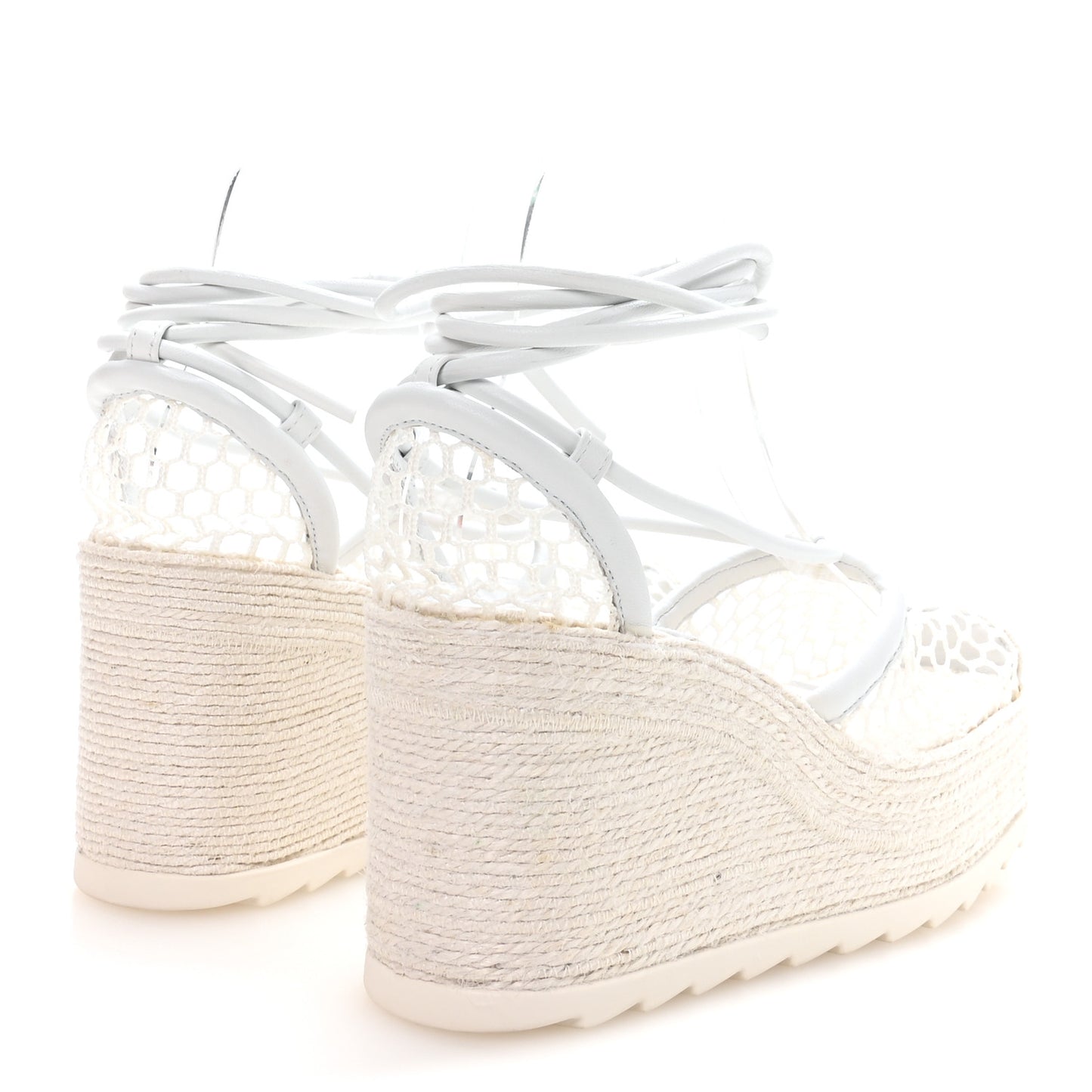 Mesh Lambskin Sporty Web Stretch Ankle Tie Espadrilles 35 Optic White