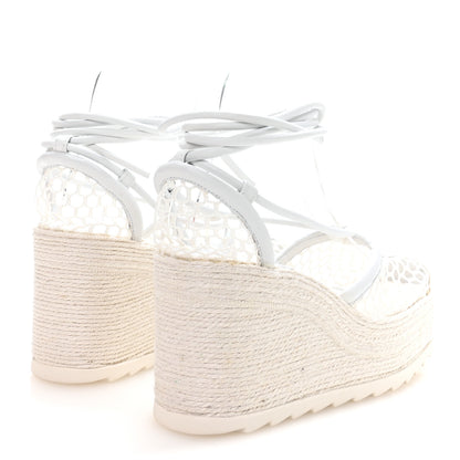 Bottega Veneta Mesh Lambskin Sporty Web Stretch Ankle Tie Espadrilles 35 Optic White 5 of 8