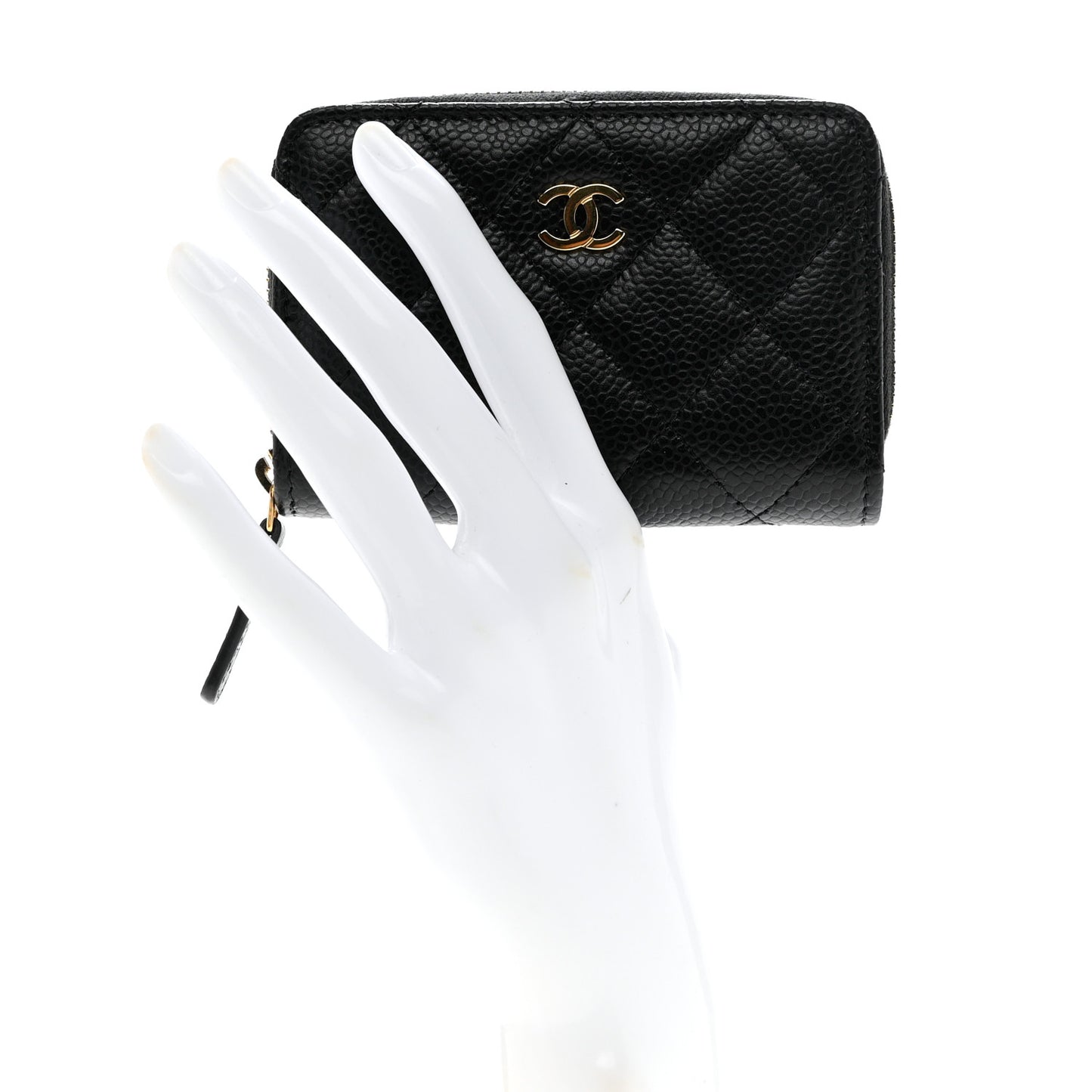 Caviar Quilted Zip Coin Purse Black