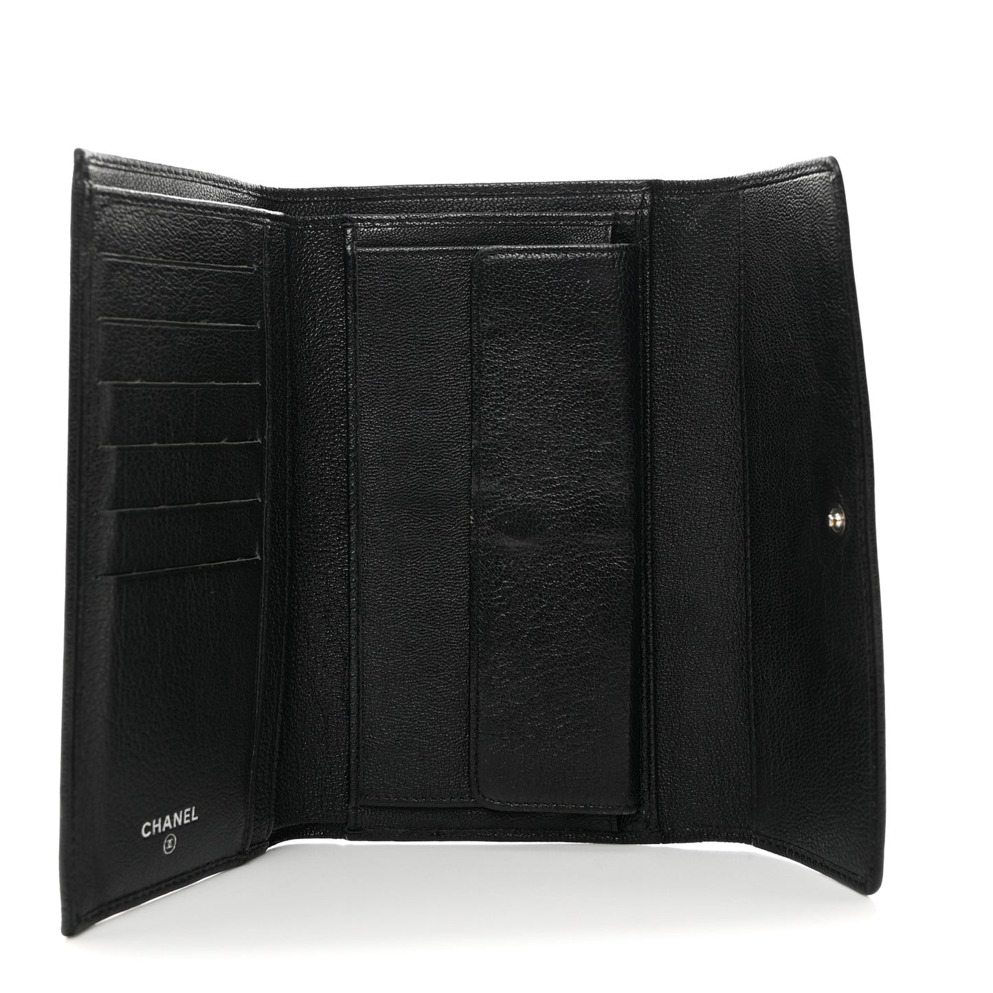 Goatskin Large Flap Wallet Black