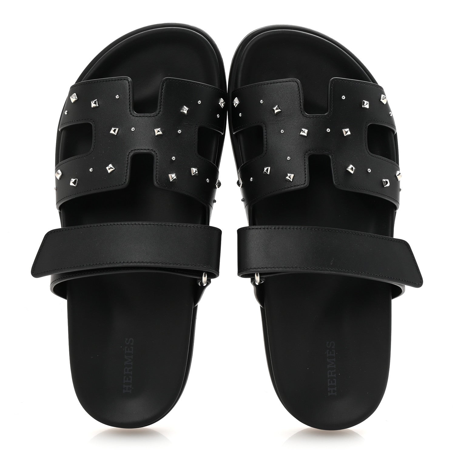 Hermes Calfskin Medor Studded Womens Chypre Sandals 39 Black 2 of 9