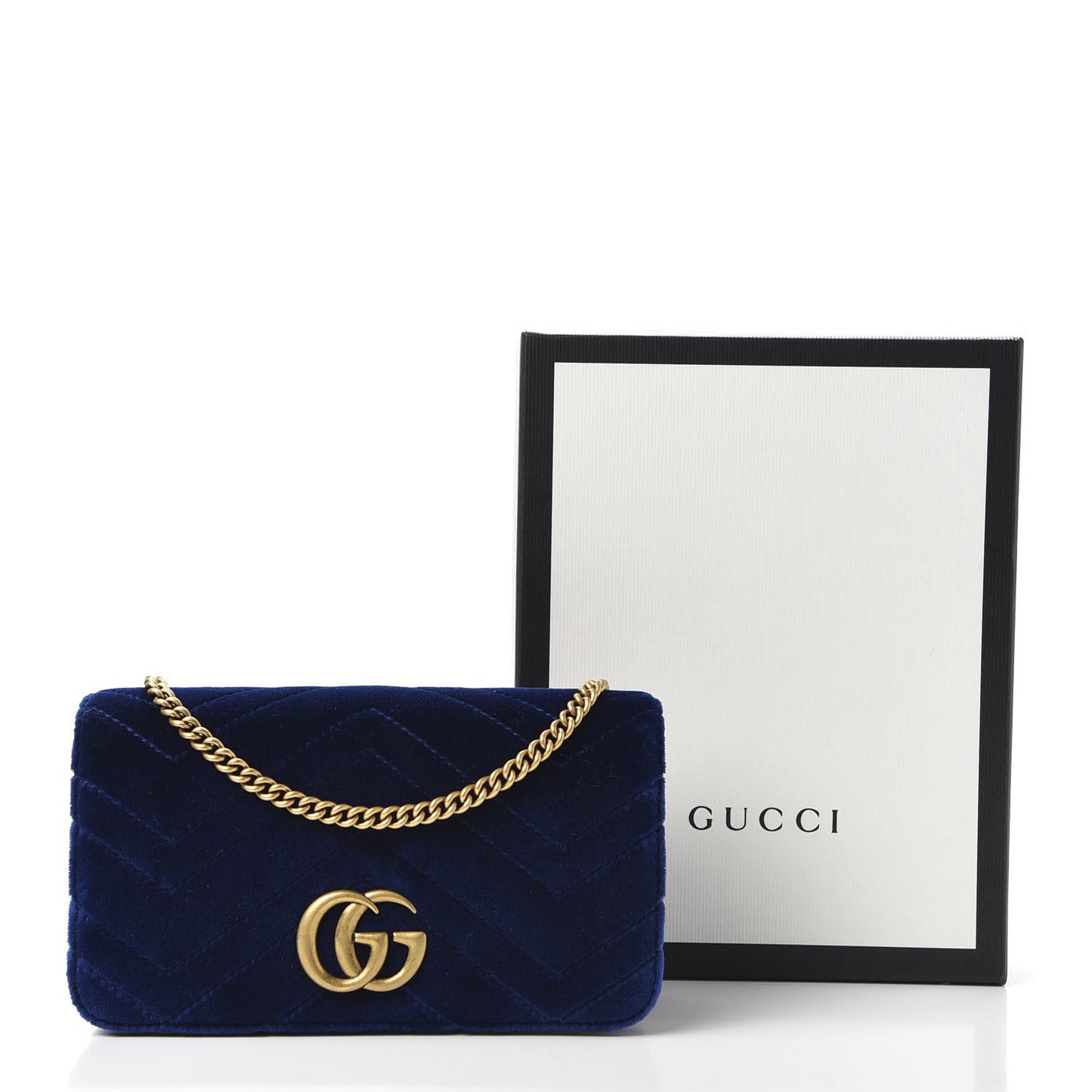 Velvet Matelasse GG Marmont Mini Bag Cobalt Blue