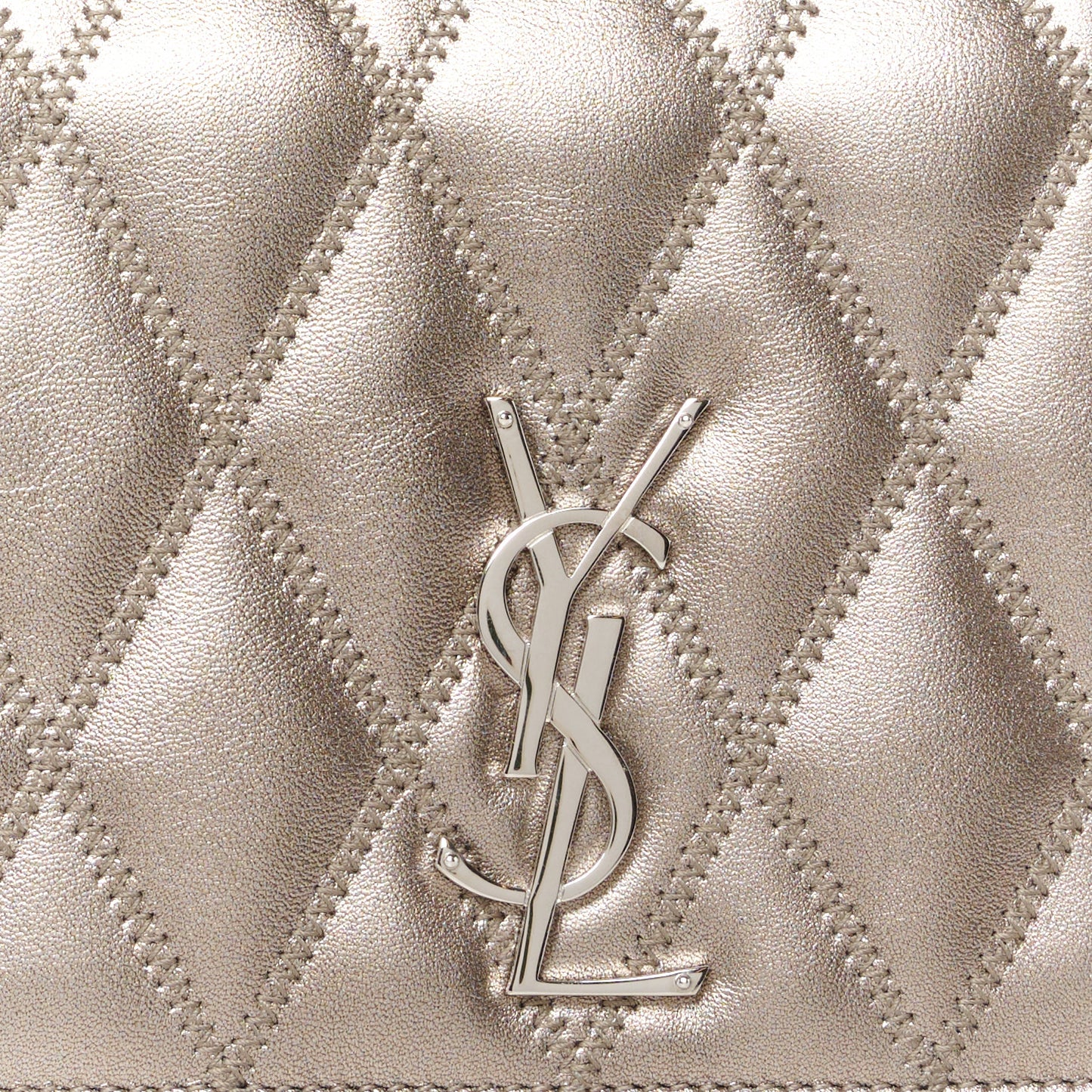 Metallic Lambskin Diamond Quilted Monogram Angie Chain Bag Pimbo