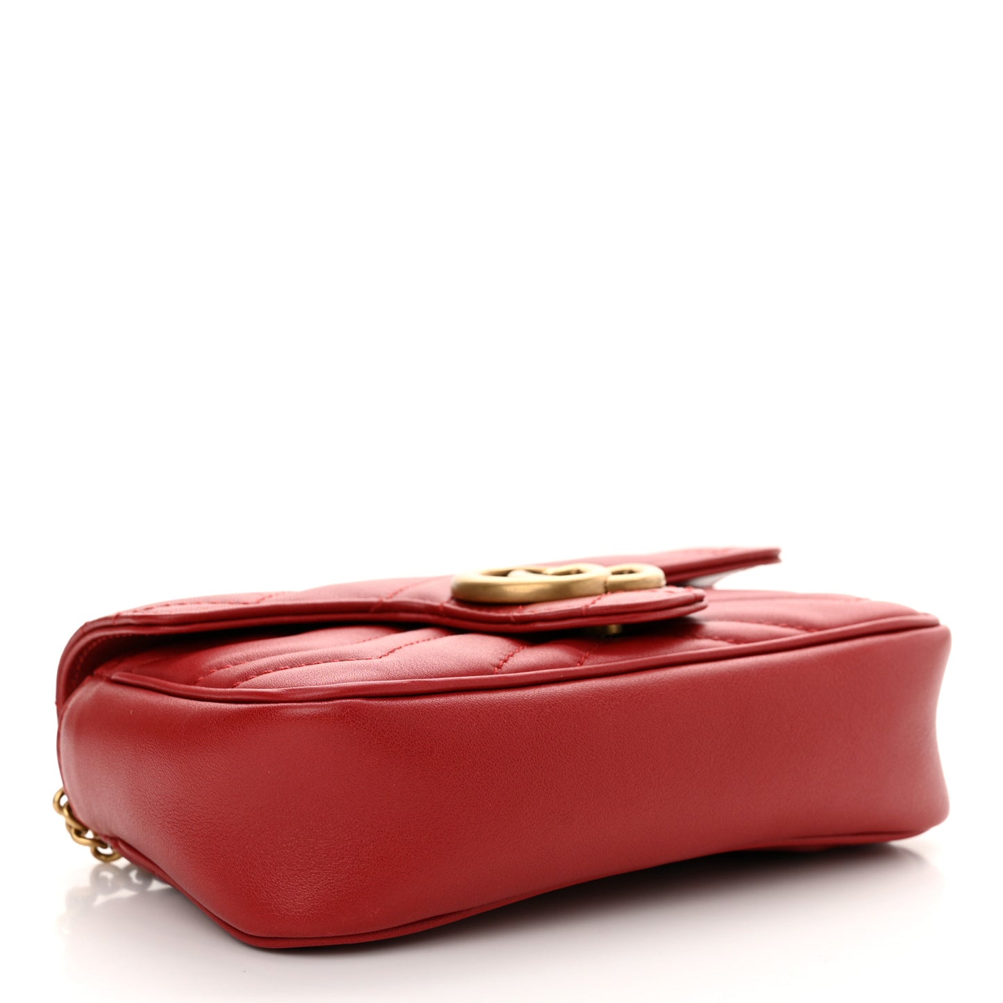 Calfskin Matelasse Super Mini GG Marmont Shoulder Bag Hibiscus Red