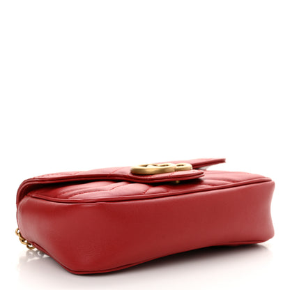 Gucci Calfskin Matelasse Super Mini GG Marmont Shoulder Bag Hibiscus Red 4 of 10