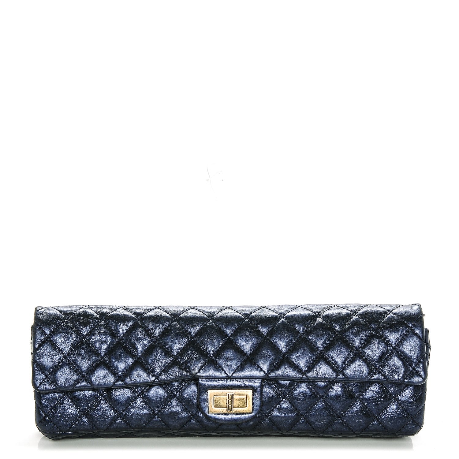 Chanel Metallic Calfskin 2.55 Reissue East West Clutch Blue 1 of 7