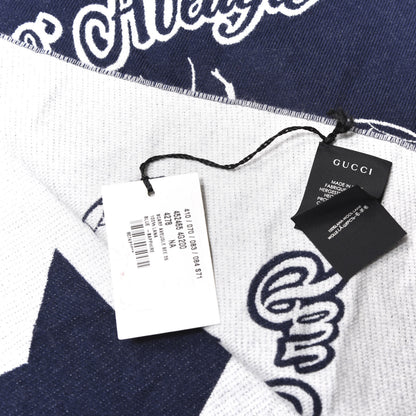 Gucci Wool Bee Scarf Navy White 4 of 5