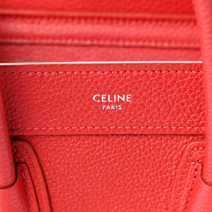 Celine Drummed Calfskin Nano Luggage Red 5 of 10