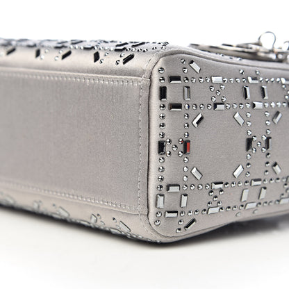 Christian Dior Satin Crystal Cannage Mini Lady Dior Gray 10 of 11