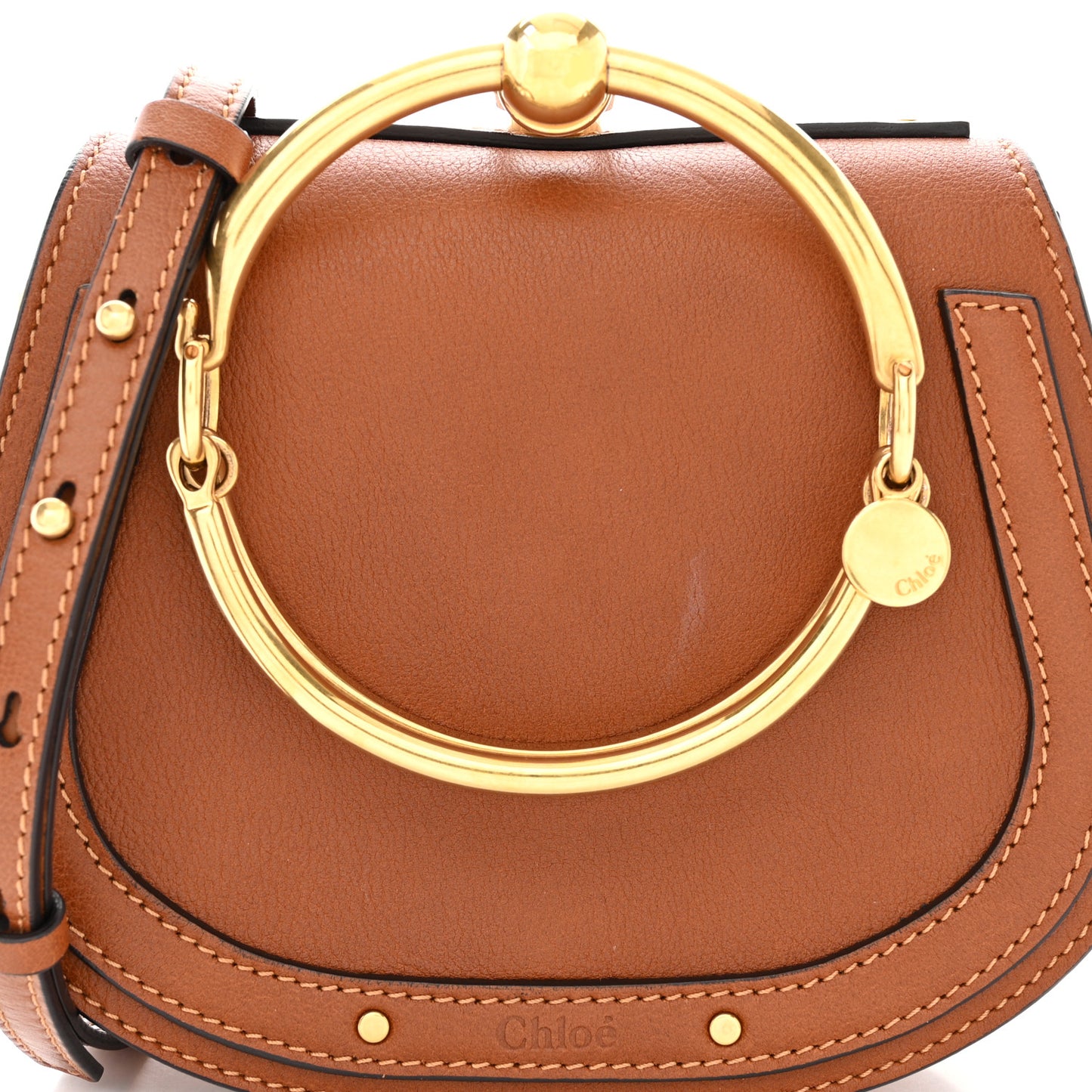 Calfskin Suede Small Nile Bracelet Bag Caramel