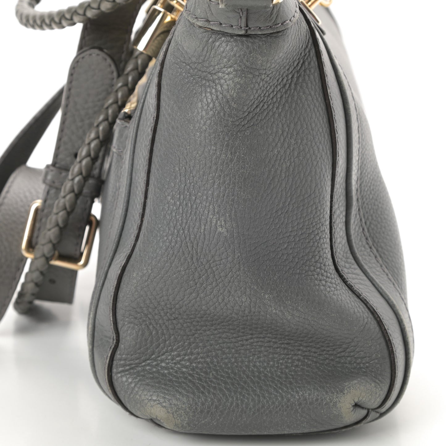 Pebbled Calfskin Small Bella Top Handle Bag Gray