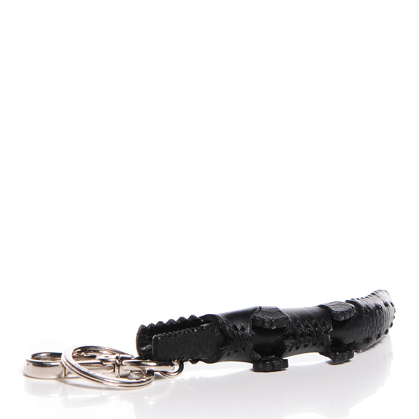 Calfskin Gator Charm Key Fob Black