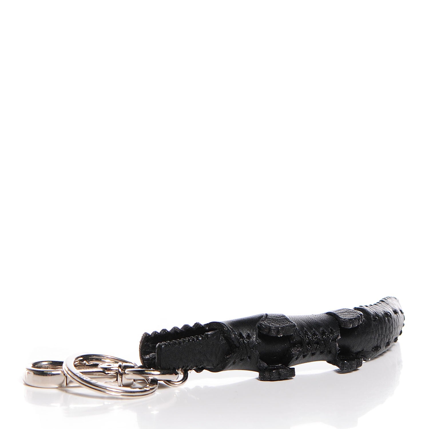 Fendi Calfskin Gator Charm Key Fob Black 3 of 6